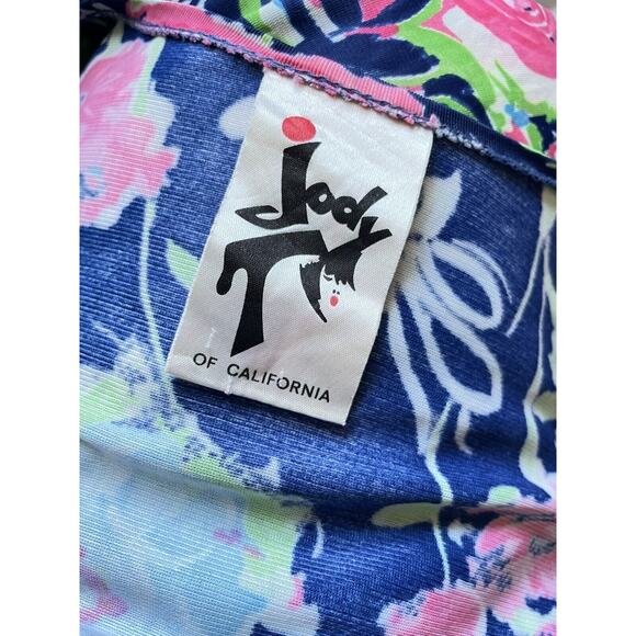 Vintage 70s Jody T California Colorful Floral Maxi Dress Flared Short Sleeve XS - Picture 3 of 3